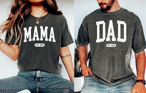 Comfort Color Mama Shirt, New Mom T-Shirt, Pregnancy Announcement TShirt, Cute Mom Tee, Mommy Shirt, Christmas Gift For Mom and Dad,Est.2024