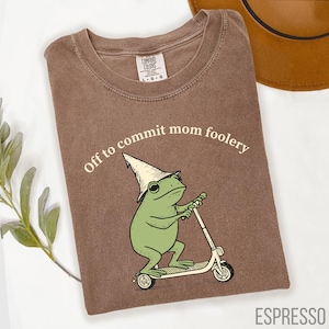 Mama Frog Comfort Colors Shirt Off to Commit Mom Foolery TShirt Funny Frog Scooter Gift For Mom Funny Mama Shirt Pregnancy Announcement Tee