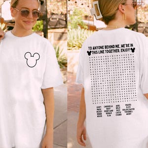 Funny Interactive Disney T-Shirts, Disney Dad Shirts, Waiting In Line Puzzle Double Side Disney T-Shirts, Disney Shirts, Disneyland T-Shirts image 8