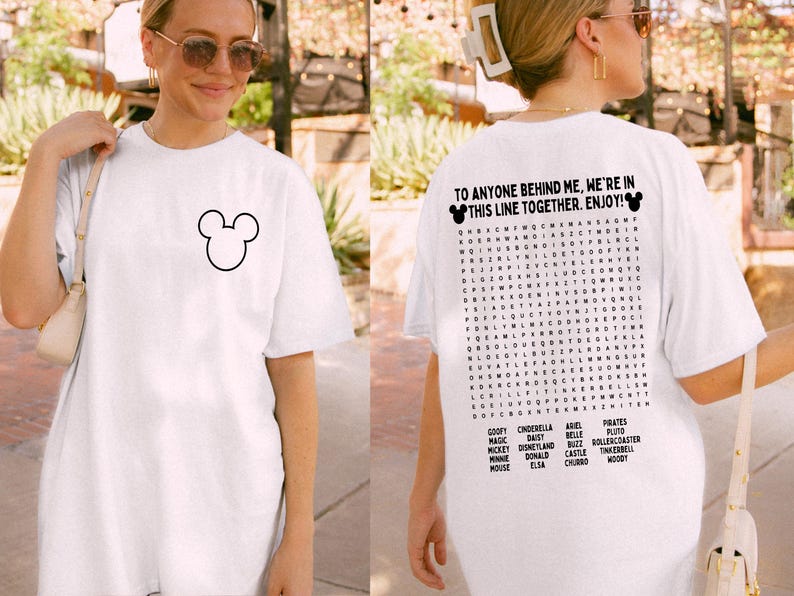 Funny Interactive Disney T-Shirts, Disney Dad Shirts, Waiting In Line Puzzle Double Side Disney T-Shirts, Disney Shirts, Disneyland T-Shirts image 8
