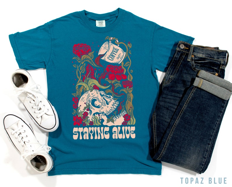Staying Alive Tee - Topaz Blue
