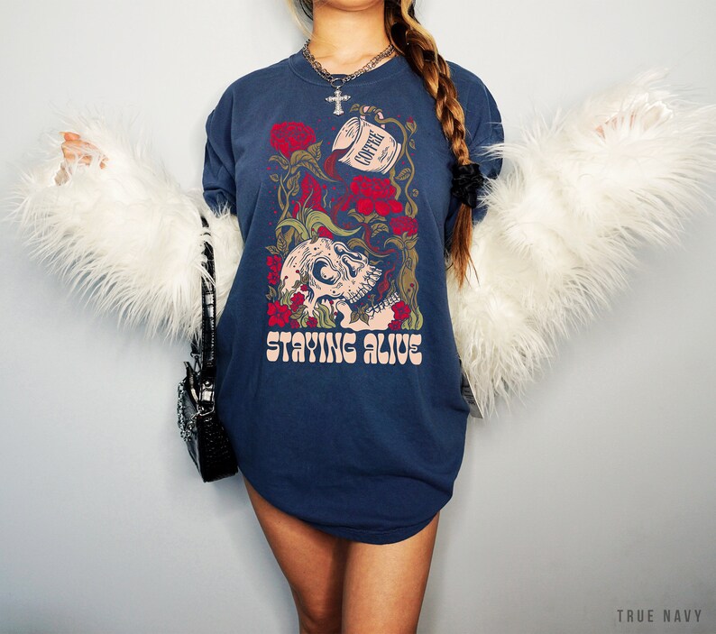 Staying Alive Tee - True Navy