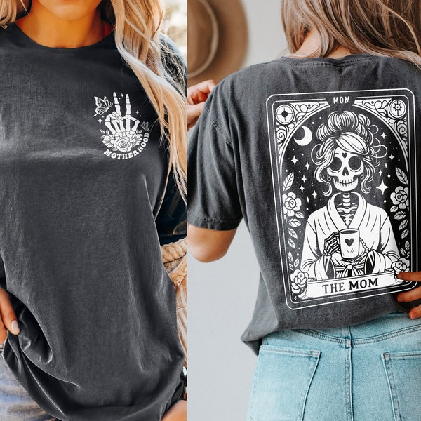 Comfort Colors® The Mom Tarot Card Shirt, Vintage Skeleton Mom Shirt, Unisex Tarot Card Shirt, Cute Coffee Lovers Shirt, Tarot Lovers Gift