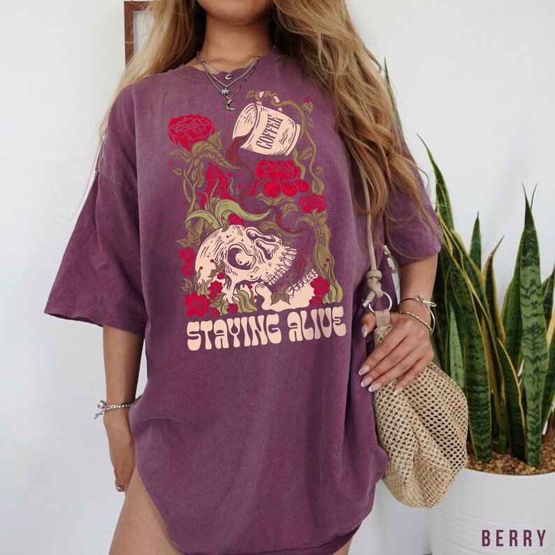 Staying Alive Tee - Berry