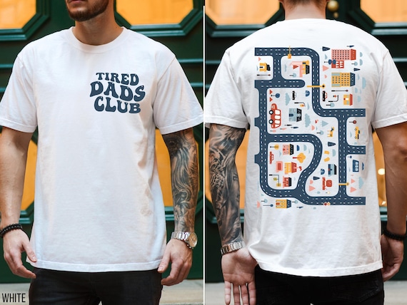Tired Dads Club Shirt, Comfort Colors® Tired Dads Club Shirt, Play Cars On Dad's Back, Mat Road Car Race Track Shirt, Cute Father's Day Gift
