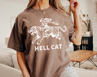 Comfort Colors® Vintage Cowgirl Hell Cat T-Shirt, Retro Cowgirl Western Shirt,Funny Aesthetic Tee,Tiger Tee,Trendy Shirt,Gift For Her Or Him