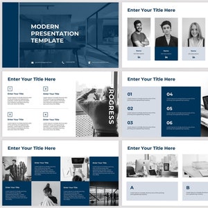 Blaue Powerpoint-Präsentationsvorlage Dunkelblau, sauberes Business-Pitch-Deck-Vorlage, einfache Präsentationsvorlage, PPT-Vorlage