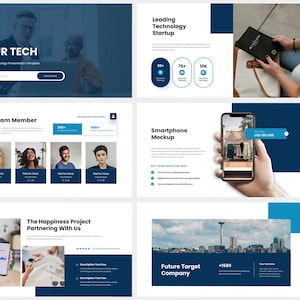 Blauwe Powerpoint-presentatiesjabloon Marine donkerblauw, schone Business Pitch Deck-sjabloon, eenvoudige blauwe presentatiesjabloon, PPT-sjabloon