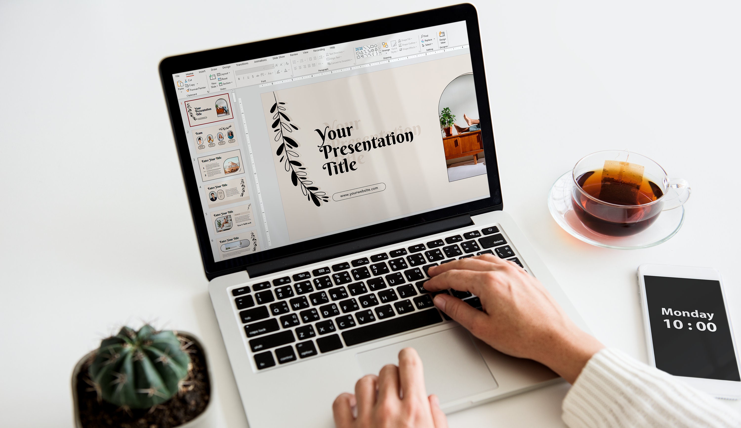 Beige Powerpoint Presentation Template, Minimal Modern Presentation