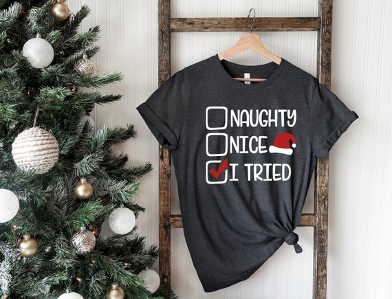Naughty Nice I Tried Shirt Christmas Gift Shirt Christmas | Etsy