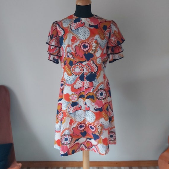 Stunning bright mini dress from the sixties