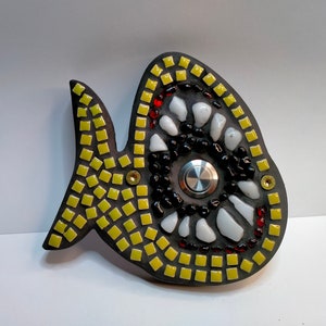 Doorbell plate shark - mosaic *handmade* without button / bell button