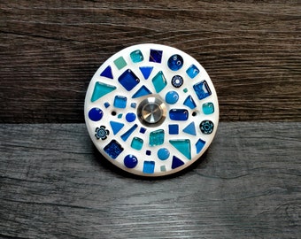Klingelplatte Mosaik 6 mm dick/20 mm Loch *handgefertigt* ohne Taster / Klingelknopf