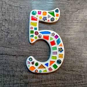 Mosaic house number 5 **glass mosaic**handmade**
