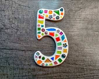 Mosaic house number 5 **glass mosaic**handmade**
