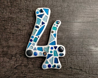 Mosaic house number 4 **glass mosaic**handmade**