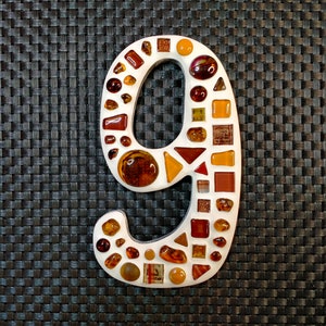 Mosaic house number 9 **Glass mosaic**handmade**