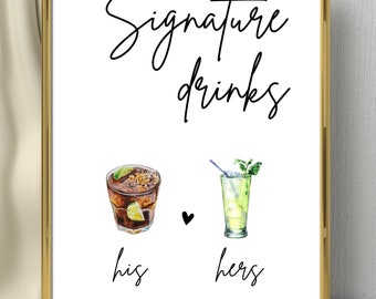 Wedding Bride & Groom-Signature Drinks-Editable Download