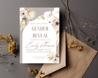 Boho Gender Reveal EDITABLE Digital Download