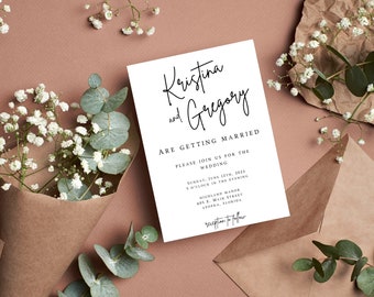 Minimalist Wedding Invitations-Editable Download