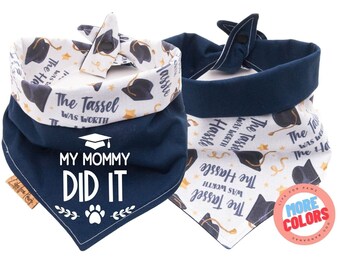 Reversible Dog Bandana - My Mommy Did it - Tie & Snap -Dog Neckerchief-Dog Scarf