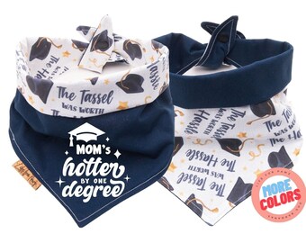 Reversible Dog Bandana - Mom's hotter by one degree - Tie & Snap -Dog Neckerchief-Dog Scarf
