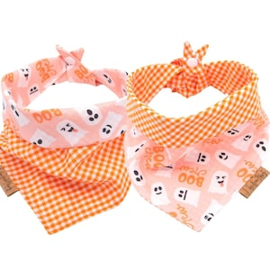 Halloween dog bandana - Boo Crew , Reversible Bandana for Dogs, Tie And Snap, Thanksgiving Dog Bandana,