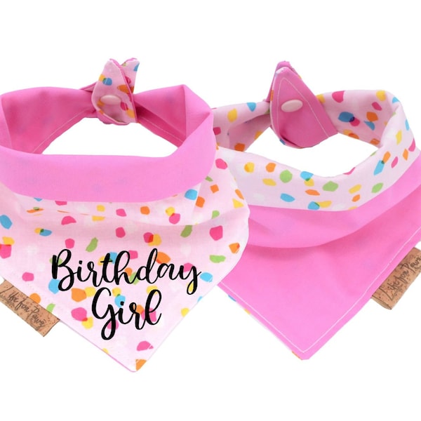 Dog Bandana, Birthday Girl, Dog First Birthday Reversible Personalized Bandana, Tie on And Snap, Girl Dog Bandana,  Dog Lovers Gift Box