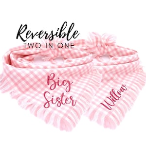 Flannel Reversible Dog Bandana Pregnancy Announcement - Big Sister dog bandana - Flannel dog bandana