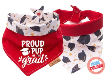 Reversible Dog Bandana - Graduation announcement -  Personalized Dog Bandana - Tie & Snap -Dog Neckerchief-Dog Scarf