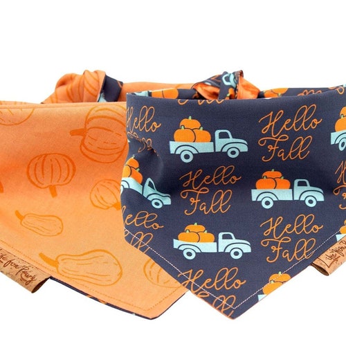 Fall Dog Bandana Reversible Bandana for Dogs Tie and Snap Etsy