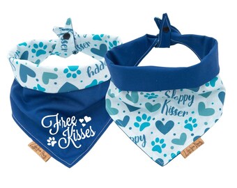 Dog Bandana - Personalized Valentine Bandana -  Reversible- Tie & Snap- Dog Neckerchief - Dog Scarf - Dog Mom - Puppy Gift - Dog Scarf -