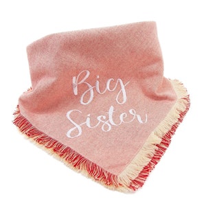 Big sister Embroidered Flannel Dog Bandana - Dog Bandana Pregnancy Announcement - Big sister Embroidered Dog Scarf