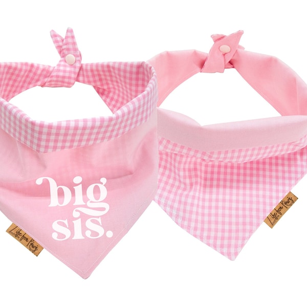 Pregnancy Announcement Dog  Bandana - Reversible Dog Bandana - Big sister or Big sis dog bandana pregnancy announcement