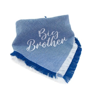 Big Brother Embroidered Flannel Dog Bandana - Dog Bandana Pregnancy Announcement - Big Brother Embroidered Dog Scarf