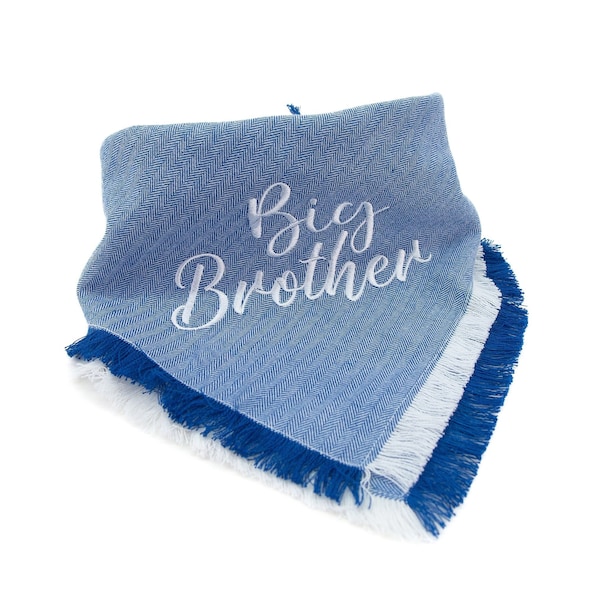 Big Brother Embroidered Flannel Dog Bandana - Dog Bandana Pregnancy Announcement - Big Brother Embroidered Dog Scarf