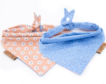 Snap Clip Baby Bandana Navy Dog Bandana Blue Prints Reversible Snap On Bandana Blue Pet Bandana Blue Cat Bandana Snap Button