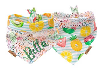 Embroidered Personalized Dog Bandanas for Every Occasion - Two Designs in One! - Reversible- Tie & Snap- Dog Neckerchief -Dog Scarf- Dog Mom