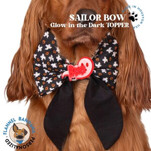 Glow-in-the-Dark Ghost Sailor Bow: Halloween Pet Collar Accessory