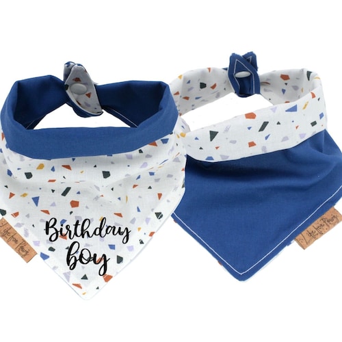 Dog Bandana Birthday Boy Reversible Blue Bandana Tie on and Etsy