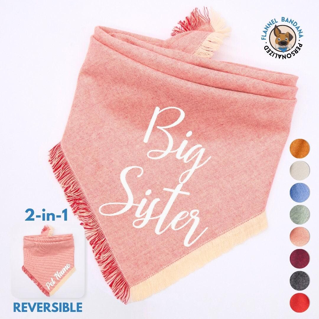 Hundehalstuch Schwangerschaftsankündigung - 2er-Set "Big Sister", Baumwolle, Verstellbar Bis 53 Cm