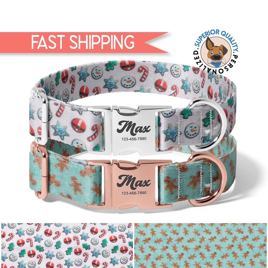 Christmas Dog Collar, Personalized and Adjustable Dog Collar, Christmas Dog Collars Personalized
