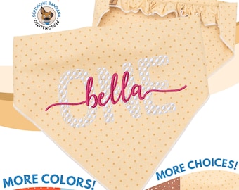 Personalized Scrunchie Dog Bandana with Embroidered Name - Birthday Dog Bandana - Dog Birthday Attire - Dog 1st Birthday - Dog Costume
