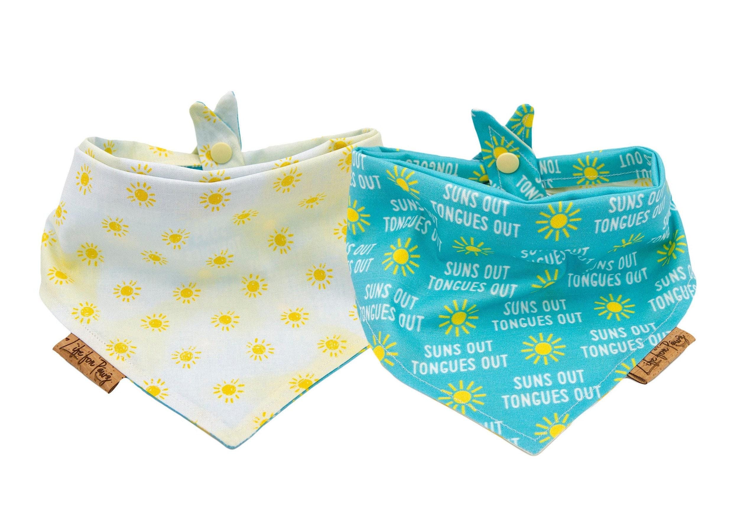 Dog Bandana - Suns out Tongues out - Reversible- Tie & Snap - Dog Neckerchief - Dog Scarf - Dog Mom - Puppy Gift