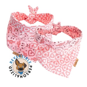 Valentine Dog Bandana - Cowboy Heart -  Reversible- Tie & Snap- Dog Neckerchief - Dog Scarf - Dog Mom - Puppy Gift - Dog Scarf -