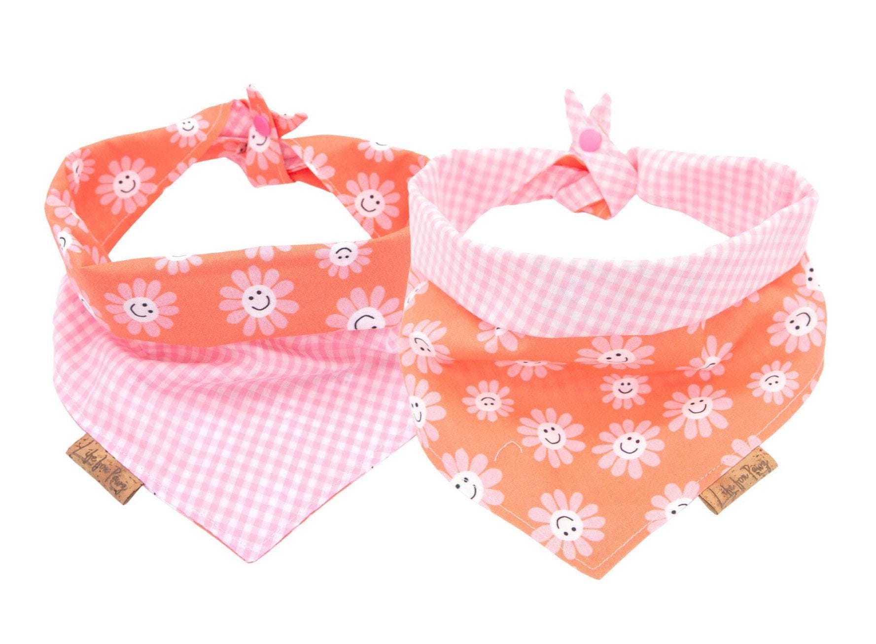 Pink Daisy Flowers Bandana, Reversible Dog Bandana Snap, Cute Stuff, Pet Gifts, Puppy Bandana, Clothes Dogs, Accessories Girl