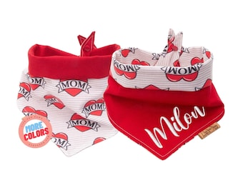 Embroidered Personalized Dog Bandanas for Every Occasion - Two Designs in One! - Reversible- Tie & Snap- Dog Neckerchief -Dog Scarf- Dog Mom