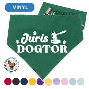 Customizable Graduation Dog Bandana - Add Your Message - Vinyl Personalized Pet Scarf in 11 Colors - Graduation Gift