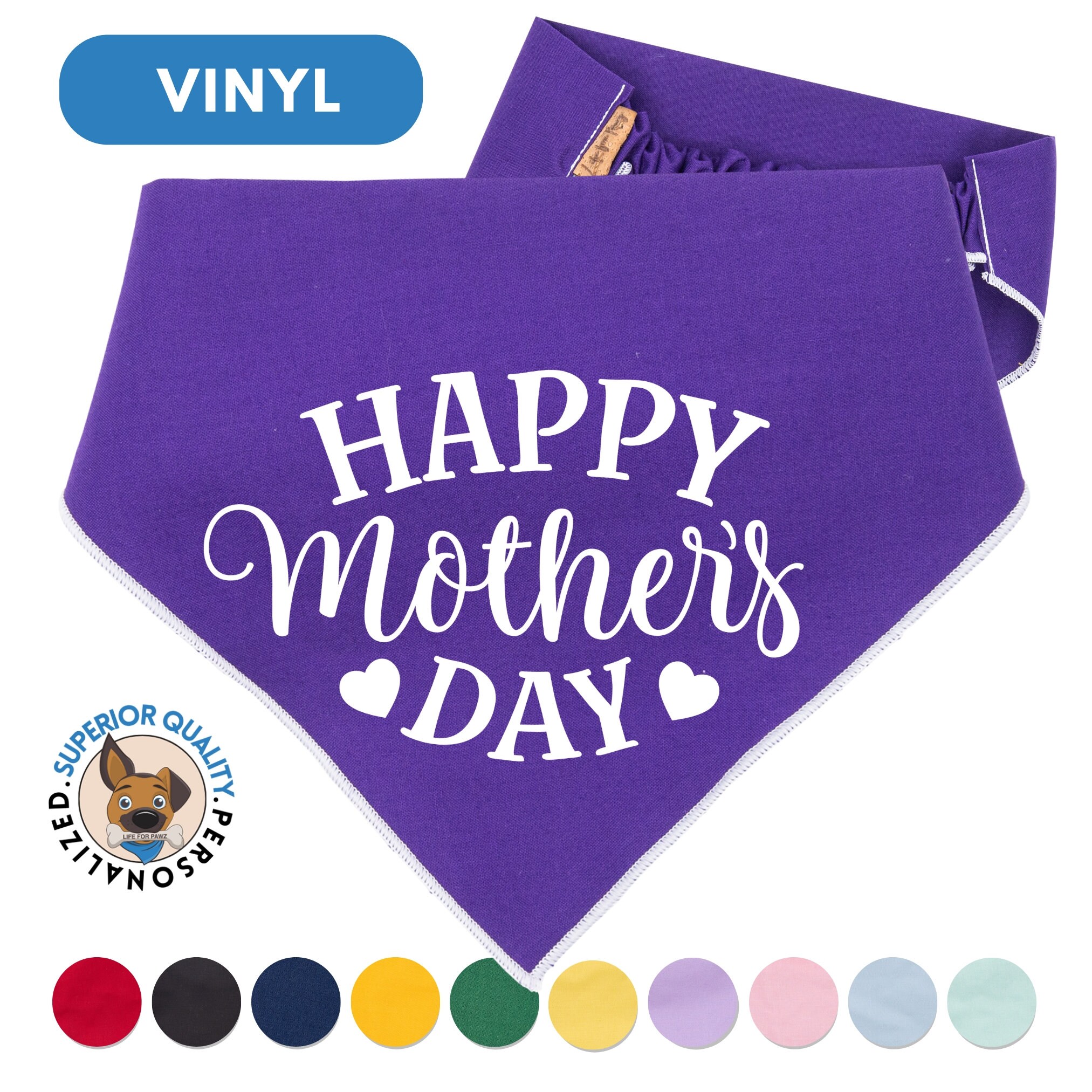 Hundehalstuch 'Happy Birthday Mom' – Karomuster Flanell Für Große & Kleine Hunde