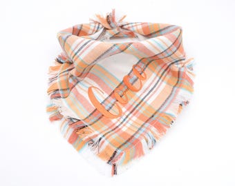 Autumn Flannel Dog Bandana - Custom Dog Bandana - Frayed Edge Kerchief-Neckerchief-Dog Fringed-doggie scarf- puppy gift-